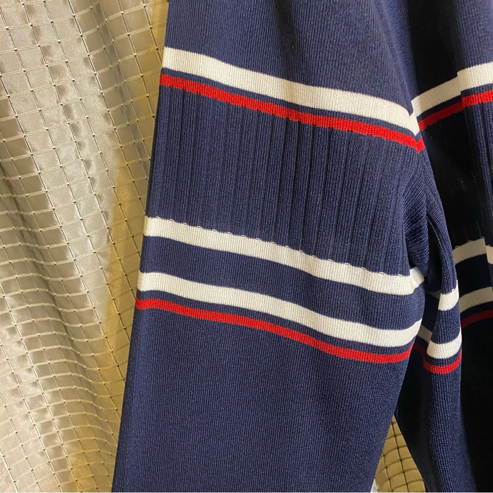 Marie St. Monet Striped Navy Blue/White/Red Cardigan XL - Picture 6 of 7